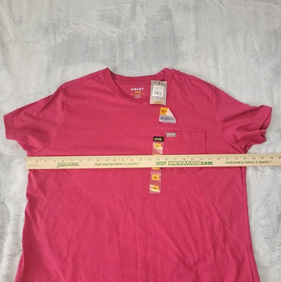 Ariat Rebar Womens 2XL Cotton Strong Crewneck Short Sleeve Pink Tshirt Top - Picture 4 of 11